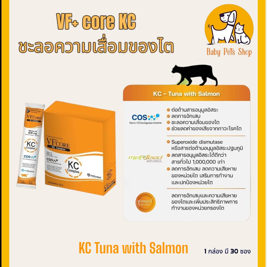 สีส้ม บำรุงไต VF+ Core KC แมวเลียวีเอฟพลัสคอร์ อาหารเสริมในรูปแบบแมว