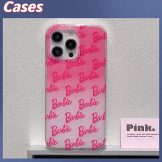 คูปองเคลม🎀เคสไอโ case for iphone 11 12 ตัวอักษรบาร์บี้สีชมพูไล่ระดับสี เคส 14 13 12 11 pro max เปลือกนิ่มTPU