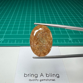 ไหมทองแดง ( rutilated quartz) 20.45 ct (20x14.5x10.8) มม  ไหมทองในควอตซ์ใส ไหมเต็มแน่นทั้งเม็ด  ไม่ตำหนิ