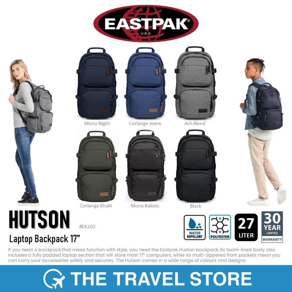 EASTPAK HUTSON Laptop Backpack 17” กระเป๋าเป้ สะพายหลัง รองรับ