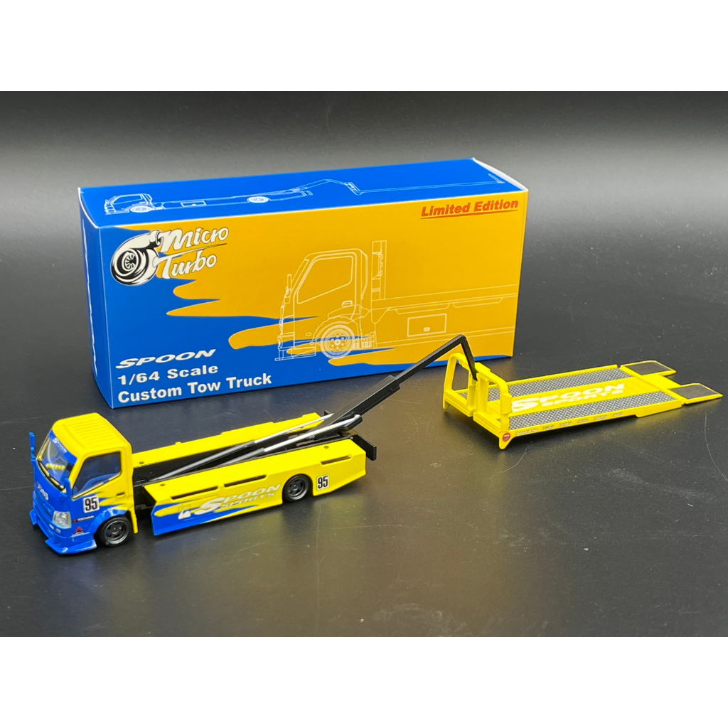 micro-turbo-1-64-limited-to-999pcs-custom-flatbed-tow-truck-spoon-livery-diecast-mode