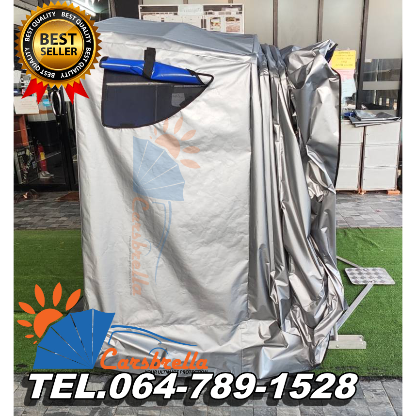 โรงจอดรถสำเร็จรูป-เต็นท์จอดรถ-carsbrella-รุ่น-twin-scoot-จอดได้สองคัน-aluminium-frame-หนา-1-5-มม