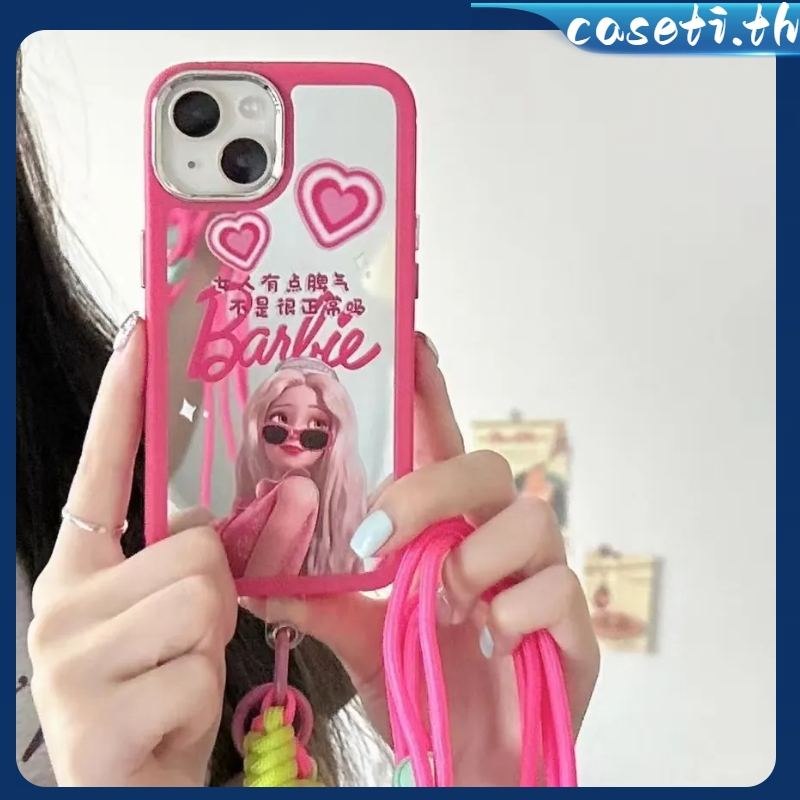 พร้อมสำหรับการจัดส่ง-เคสไอโ-case-for-iphone-11-12-rose-red-mirror-barbie-เคส-14-13-12-11-pro-max-สร้างสรรค์และทนทาน