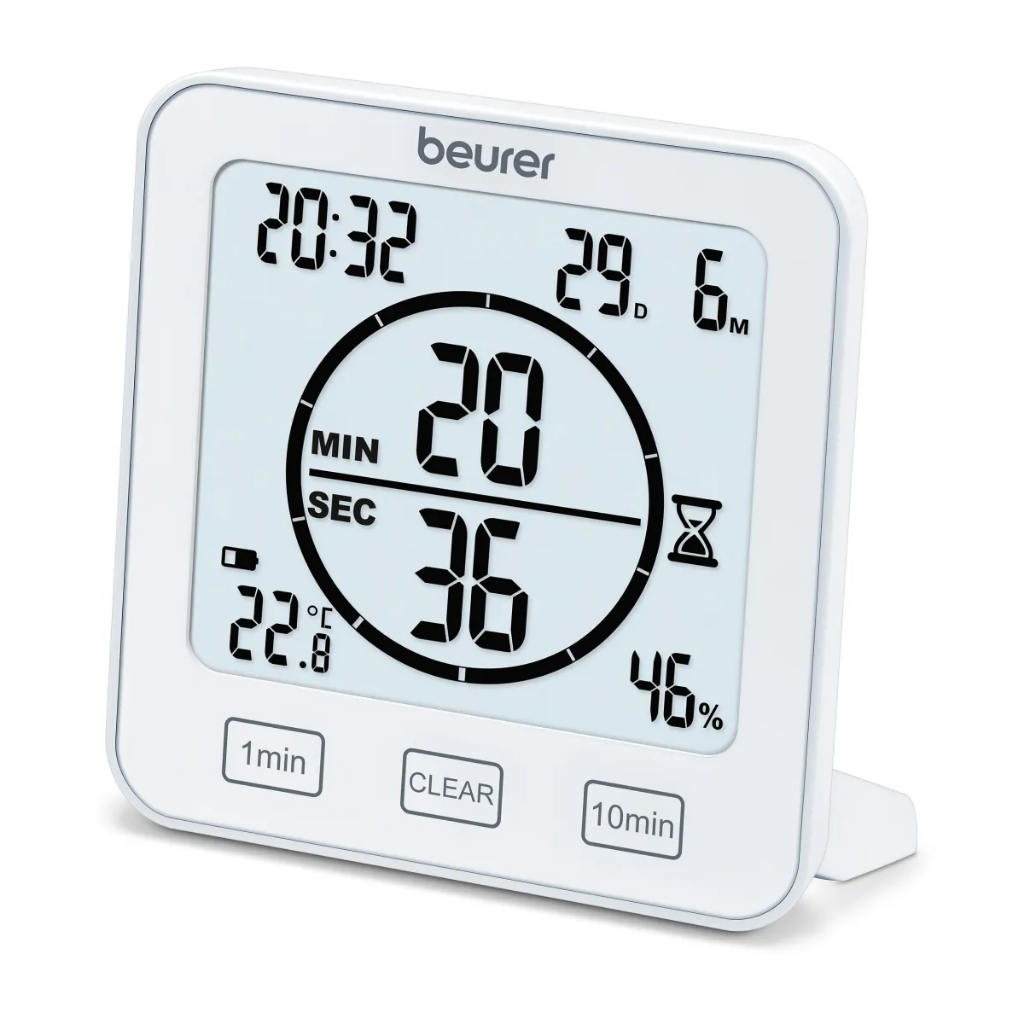 beurer-เครื่องวัดอุณหภูมิ-และความชื้น-พร้อมฟังก์ชันแสดงวันที่-เวลา-และจับเวลา-thermo-hygrometer-model-hm-22