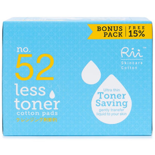 Rii 52 Less Toner 120Pcs /Box ริอิ สำลีแผ่น เบอร์ 52 รุ่นเลสโทนเนอร์ 120 แผ่น/กล่อง