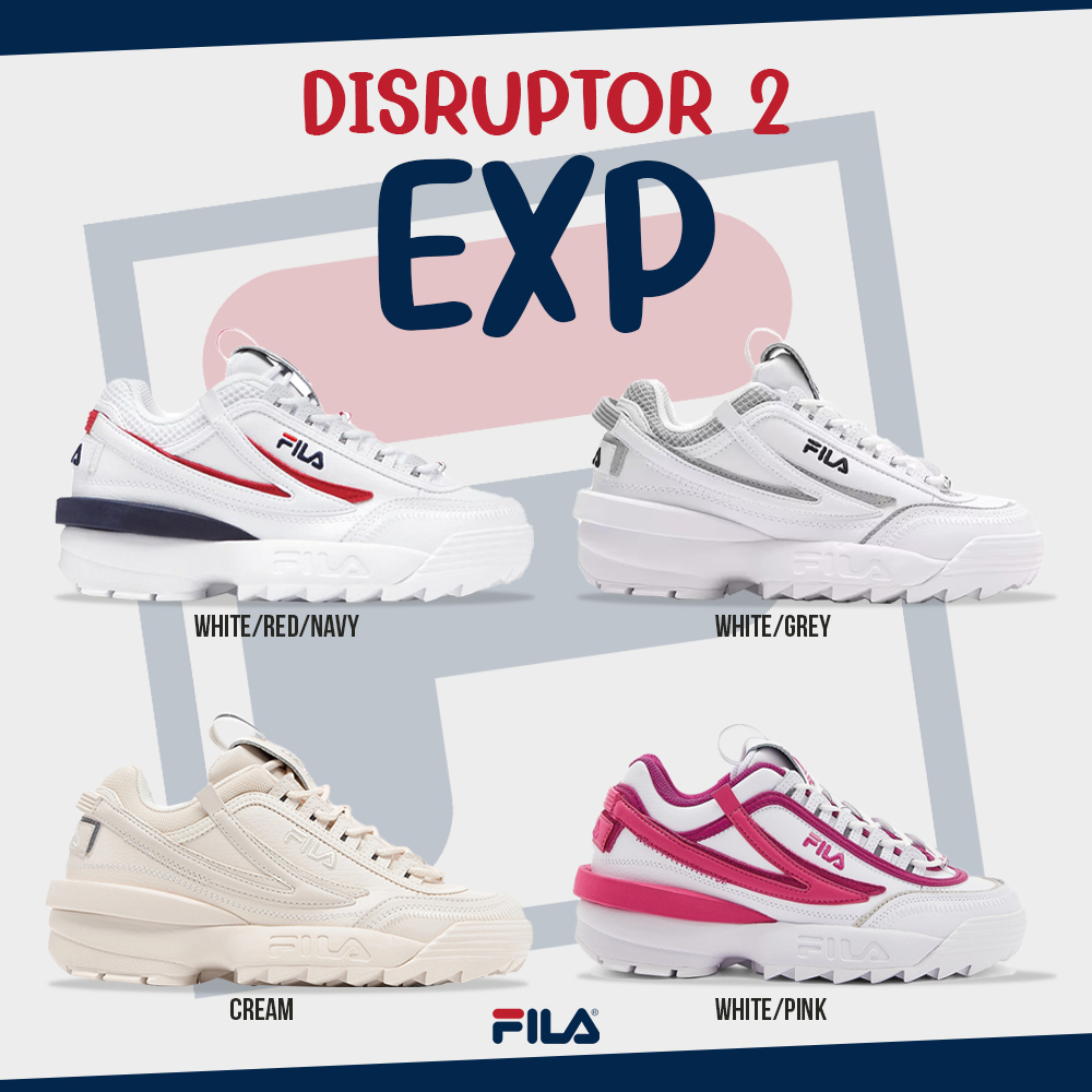 Grey and pink store fila disruptor