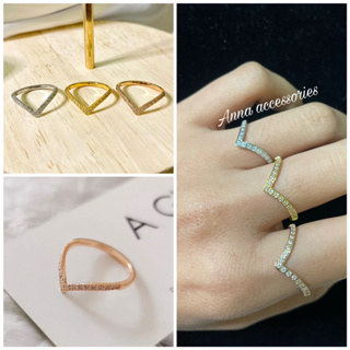 lovely ring stanless steel |แหวนดีเทลประดับเพชรงานน่ารักมากสแตนเลส ไม่ลอกไม่ดำ งานสวยน่ารัก พร้อมส่งจากไทย🚩