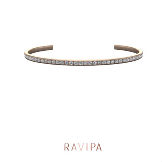 (ของแท้100%) กำไลข้อมือ RAVIPA-DIAMOND CUFF PINK GOLD ( Size S)
