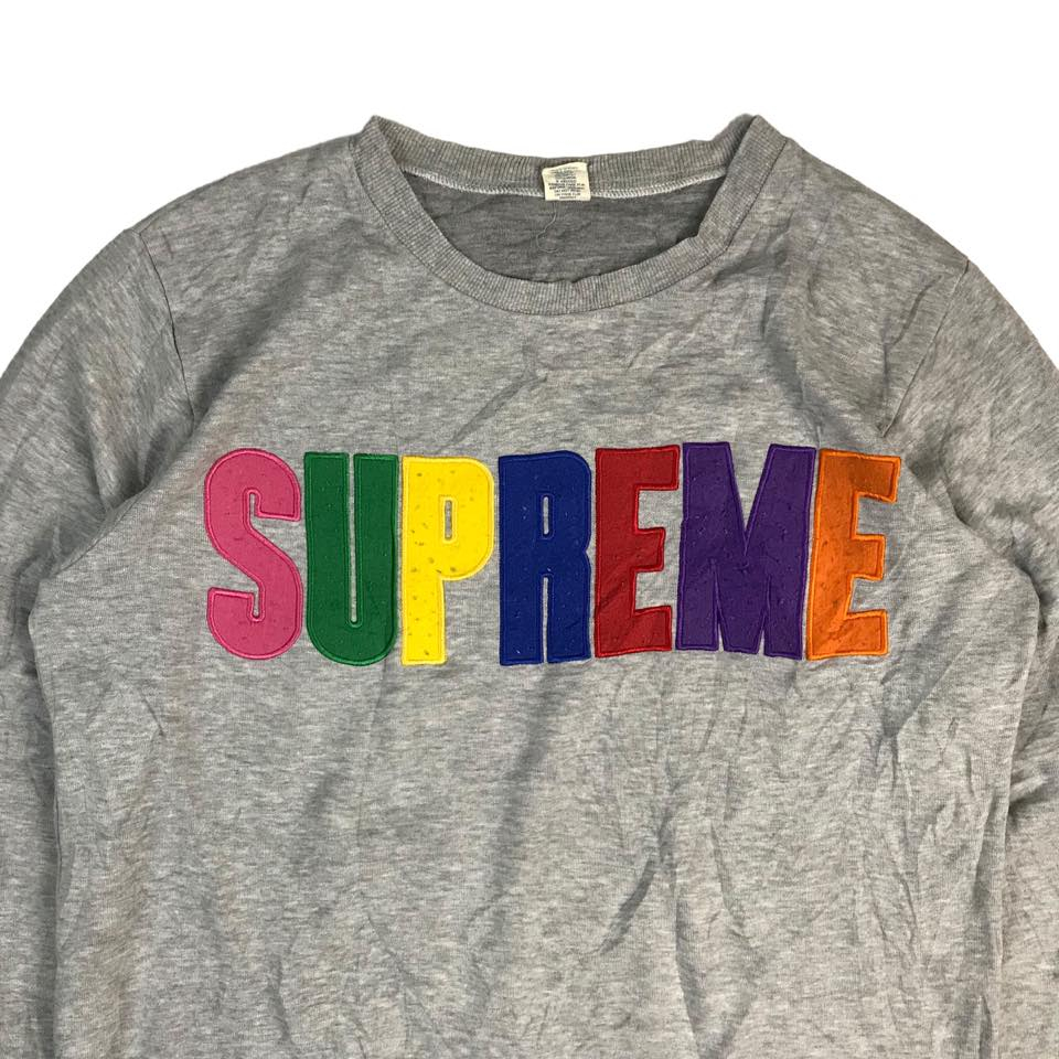 supreme-เสื้อสเวตเตอร์ชาย-หญิงมือสอง-สีเทา