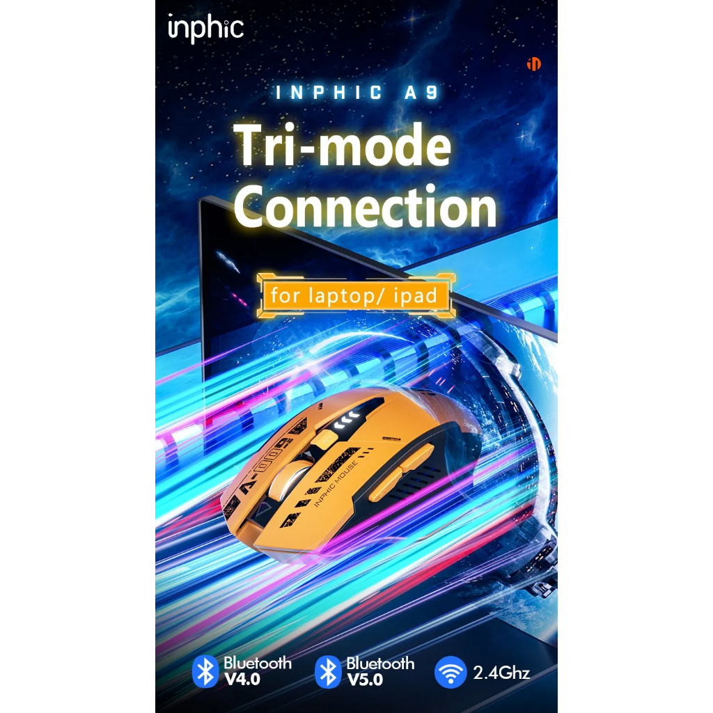 ประกันศูนย์-เมาส์ไร้สาย-inphic-a9-เมาส์ไร้สาย-เม้าส์ไร้สาย-เมาส์บลูทูธ-wireless-mouse-bluetooth-mouse