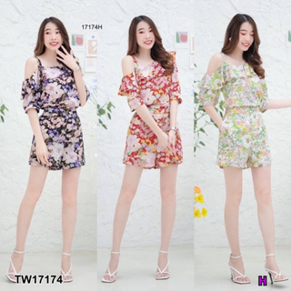 TW17174 set 2 ชิ้น เวื้อแขนตุ๊กตา เว้าไหล่ 1 ข้าง+ กางเกงขาสั้น