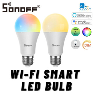 SONOFF Wi-Fi Smart หลอดไฟ LED อัจฉริยะ หรี่ไฟได้ E27,หลอดไฟสีRGB ระบบWifiควบคุมด้วยแอปไฟเปลี่ยนสีได้