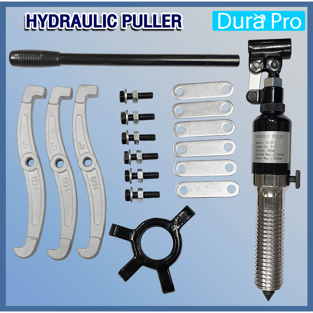 เครื่องถอดตลับลูกปืน-มูเล่ย์-ดูดตลับลูกปืนแบบไฮดรอลิค-hydraulic-puller-5t-เหล็กดูดสามขาไฮดรอลิก-yl-5t-โดย-dura-pro