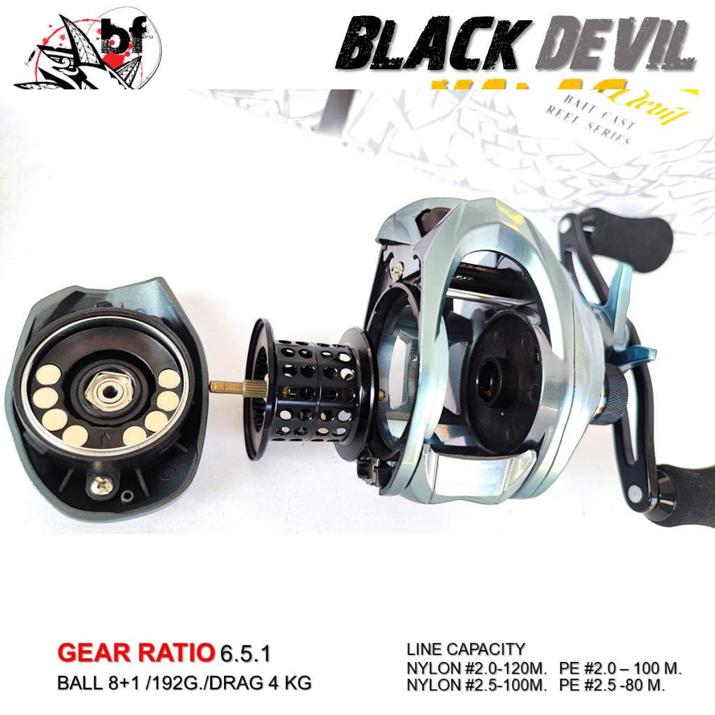 รอกหยดน้ำ Black devil รุ่น Valac รอบ : 6.5:1 น้ำหนัก : 192g. เบรค : 4kg ...