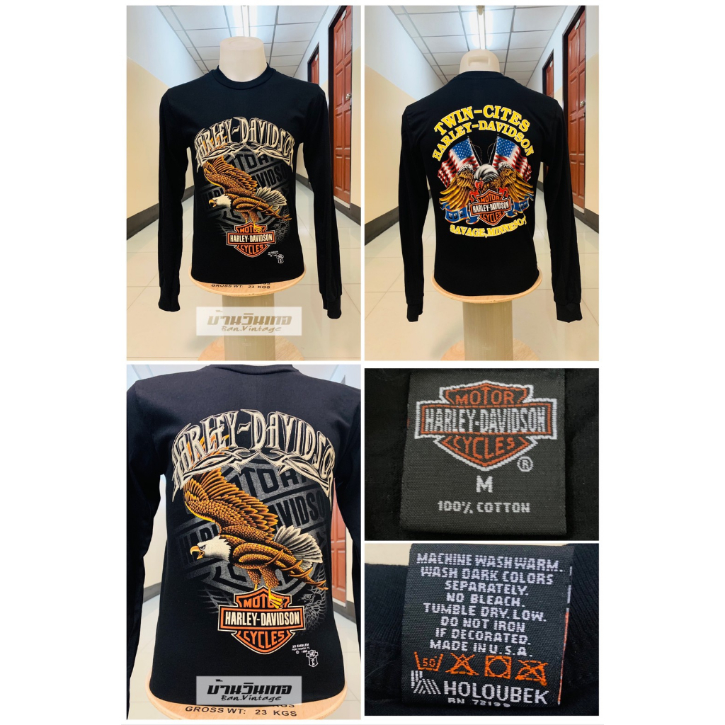 เสื้อแขนยาวฮาเลย์-harley-davidson-ป้ายฮาเลย์-ผ้าcotton-ลายที่-l049-l060