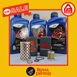 Set เปลี่ยนถ่ายน้ำมันเครื่อง(แท้)Royal Enfield รุ่น Classic/Bullet500 น้ำมันเครื่อง กรองน้ำมันเครื่อง แหวนรอง