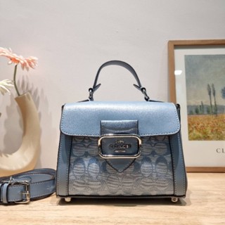 COACH MORGAN TOP HANDLE SATCHEL IN SIGNATURE CHAMBRAY