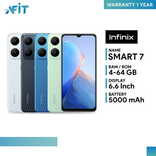 Infinix Smart 7 (4+64GB) สมาร์ทโฟนหน้าจอหยดน้ำ 6.6 นิ้ว รองรับ 4G แบตเตอรี่ 5000 mAh // ประกันศูนย์ไทย 1 ปี