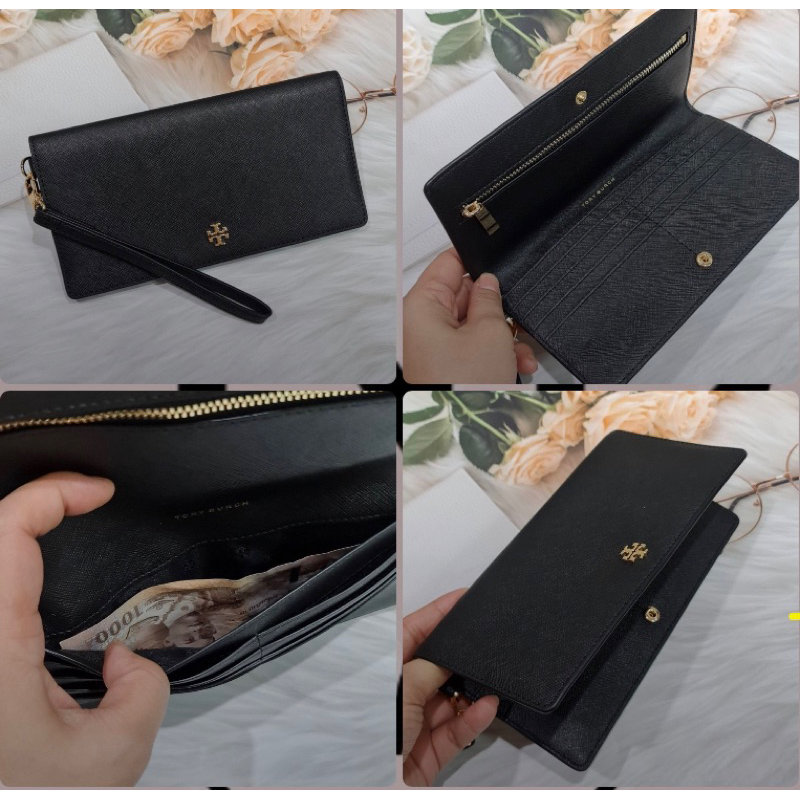 แท้-พร้อมส่ง-tory-burch-78609-emerson-slim-wristlet-envelope-wallet