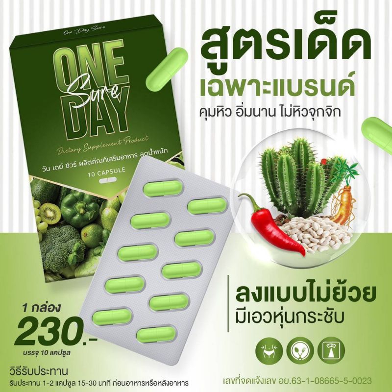 วันเดย์ชัวร์-one-day-sure-อาหารเสริม-ควบคุมน้ำหนัก-ตัวช่วยของคนอยากหุ่นดี-สารสกัดจากธรรมชาติ-ช่วยเร่งเผาผลาญไขมัน