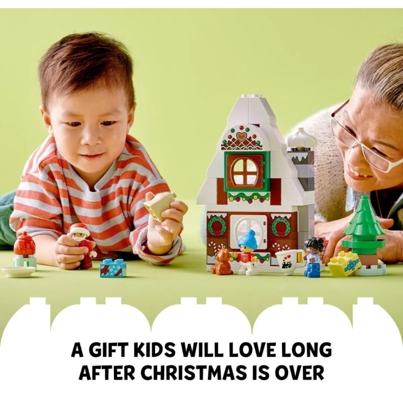 พร้อมส่ง-lego-duplo-10976-santas-gingerbread-house-building-toy-50-pieces-บล๊อคตัวต่อเลโก้ดูโปร-บ้านขนมปังขิง-50ชิ้น