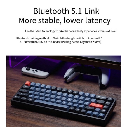 ภาพสินค้าKeychron K6 Pro QMK/VIA Change Key Mechanical Keyboard Bluetooth/Wired RGB Customized Keyboard จากร้าน pop_model บน Shopee ภาพที่ 1