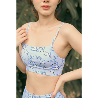 Intimate Sports Bra With Crane Print In Lavender สปอร์ตบรา บราออกกำลังกาย นิ่มสบายกระชับสัดส่วน