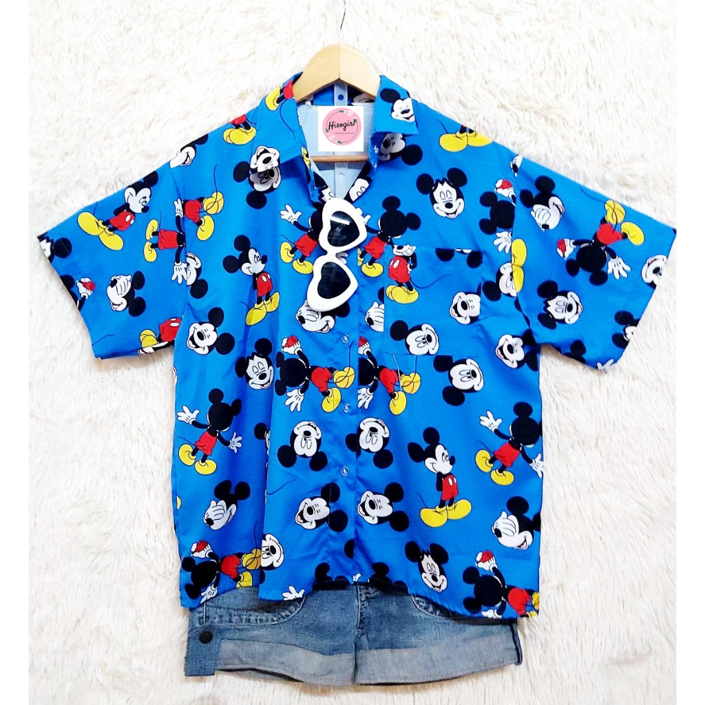 เสื้อเชิ้ต-ผ้าไหมอิตาลี่-ลาย-mickey-mouse-น่ารักมาก-ๆ-ฟรีไซ้ส์