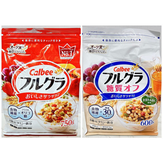 [ส่งตรงจากญี่ปุ่น] Calbee Frugra กราโนล่าผลไม้ 750 กรัม และซีเรียลอาหารเช้า ไร้น้ําตาล 600 กรัม