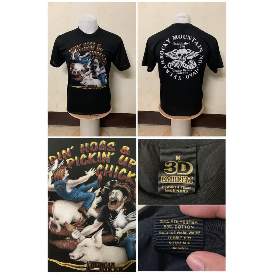 เสื้อฮาเลย์-harley-davidson-ป้าย-3d-emblem-ผ้าบาง50-50-ลายที่-b001-b012