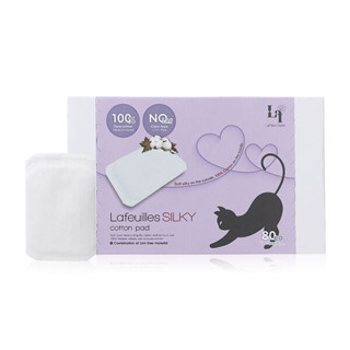 Lafeuilles Silky Cotton Pad 80pcs สำลีแผ่น สูตรซิลกี้ อ่อนโยนหนานุ่ม จากลาเฟย ผลิตจาก Rayon และ Cotton 100%