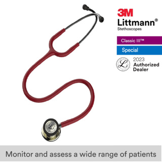 3M Littmann Classic III 27 inch, #5864 (Burgundy Tube, Champagne-Finish Chestpiece Stainless Stem &amp; Eartubes)