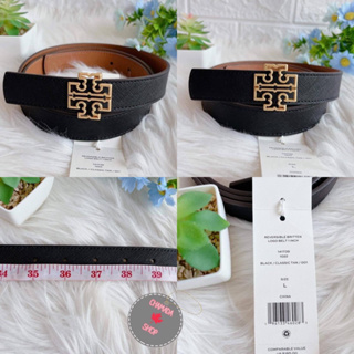 Tory Burch Britten Logo Black/Classic Tan Gold Hardware Reversible 2.5cm (1")  Tory Burch  141739 แท้💯