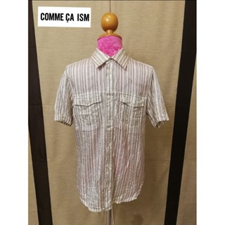 COMME ,CA Collection​ Brand_2nd hand เสื้อเชิ้ตแขนสั้นลายทาง/ Size M/ Made​ in​ Japan​🇯🇵​/ แท้มือสองกระสอบนำเข้า​