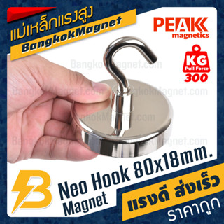 ตะขอแม่เหล็กแรงสูง 80x18mm Neodymium Magnet Hook แม่เหล็กตะขอ PEAK Magnetics แรงดึงดูดสูง BK2852