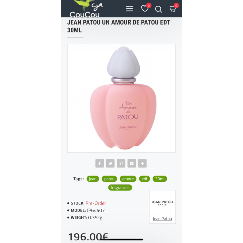 Un Amour De Patou by Jean Patou for Women Eau De Toilette Spray 30