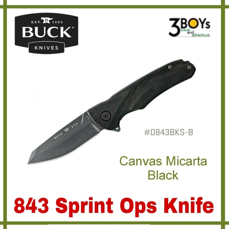 มีด-buck-รุ่น-843-sprint-ops-knife-ด้ามจับ-canvas-micartaสีดำ-เหล็ก-s30v-พร้อมคลิปเหน็บ-ผลิต-อเมริกา