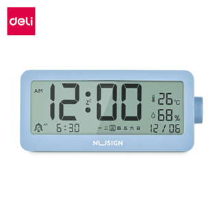 Deli นาฬิกาตั้งโต๊ะดิจิตอล นาฬิกาตั้งโต๊ะ นาฬิกาปลุก หน้าจอ LCD บอกอุณหภูมิได้ มี 3 สีให้เลือก Alarm Clock