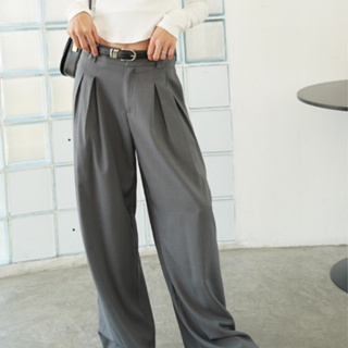 CHANI : N3059 l กางเกงขายาวจีบหน้า ผ้าไหม พร้อมเข็มขัด ทรงสวย คัตติ้งดี ทรง low waist กางเกงแฟชั่น