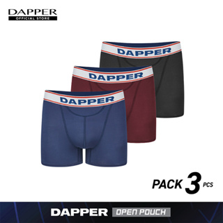 DAPPER [PACK 3 ชิ้น] กางเกงชั้นในชาย Dapper Open Pouch ทรง Trunks คละสี (UB2X1/009E)