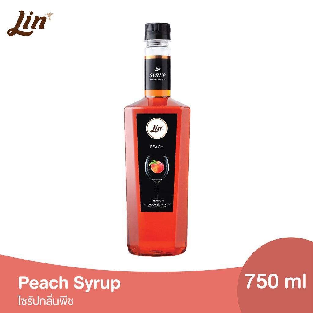 Lin ลิน ไซรัป กลิ่นพีช น้ำเชื่อมสำหรับมิกซ์ดริ๊งค์ (ขนาด 750 มล.) Lin ...