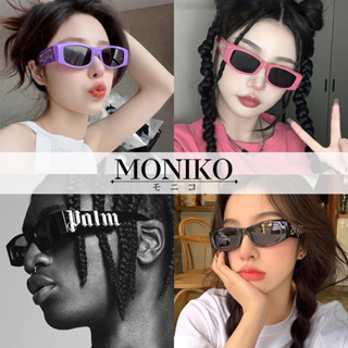 สินค้า MONIKO แว่นตากันแดด กรอบสีดํา พิมพ์ลายตัวอักษร สไตล์ฮิปฮอป พังก์ แฟชั่นสตรีท ป้องกันUV400