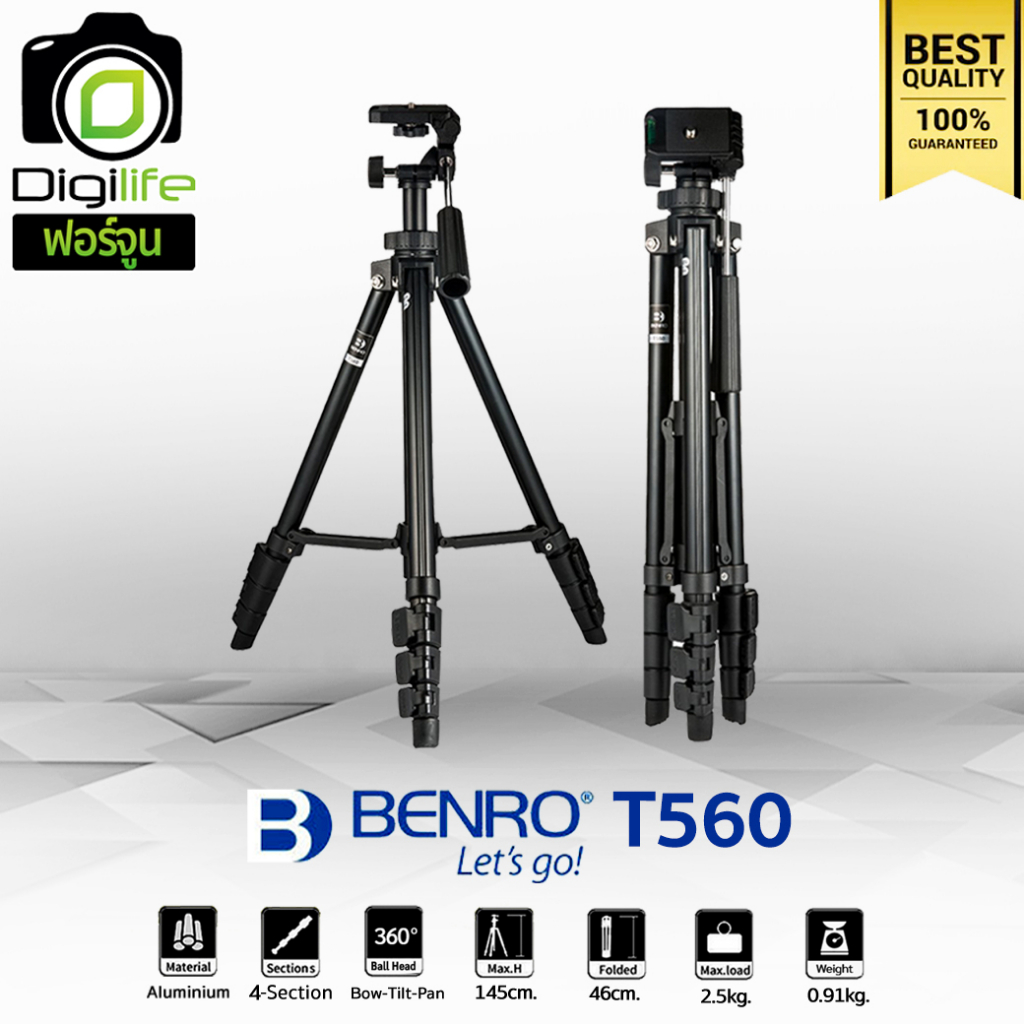 benro-tripod-t560-ขาตั้งกล้องน้ำหนักเบา-เหมากับกล้อง-dslr-มิลเรอร์เลส-คอมแพ็ค-กล้องวิดีโอ