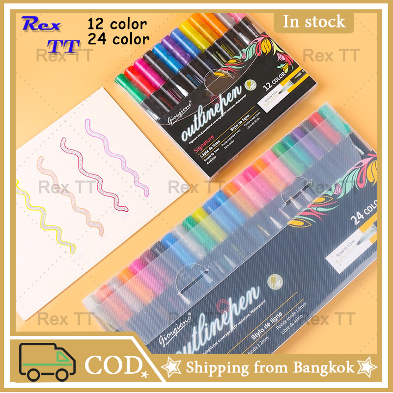 rex-tt-double-line-contour-pen-set-color-silver-metallic-dream-glitter-two-tone-marker-account-pen-highlighter-large-cap