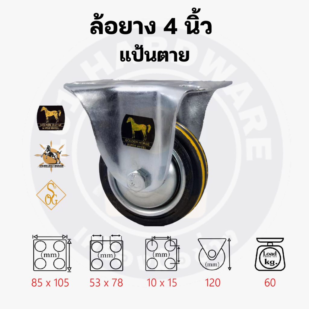 ล้อยาง-ล้อยางม้า-3นิ้ว-6นิ้ว-ล้อรถเข็น-ล้อรถเข็นของ-แป้นหมุน-แป้นตาย-white-horse