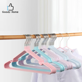 Goody Home ไม้แขวนเสื้อผ้าเหล็ก มียางพลาสติกเคลือบกันลื่น ช่วยกันเสื้อผ้ามิให้ลื่นหล่น(1แพ็คมี10 อัน)