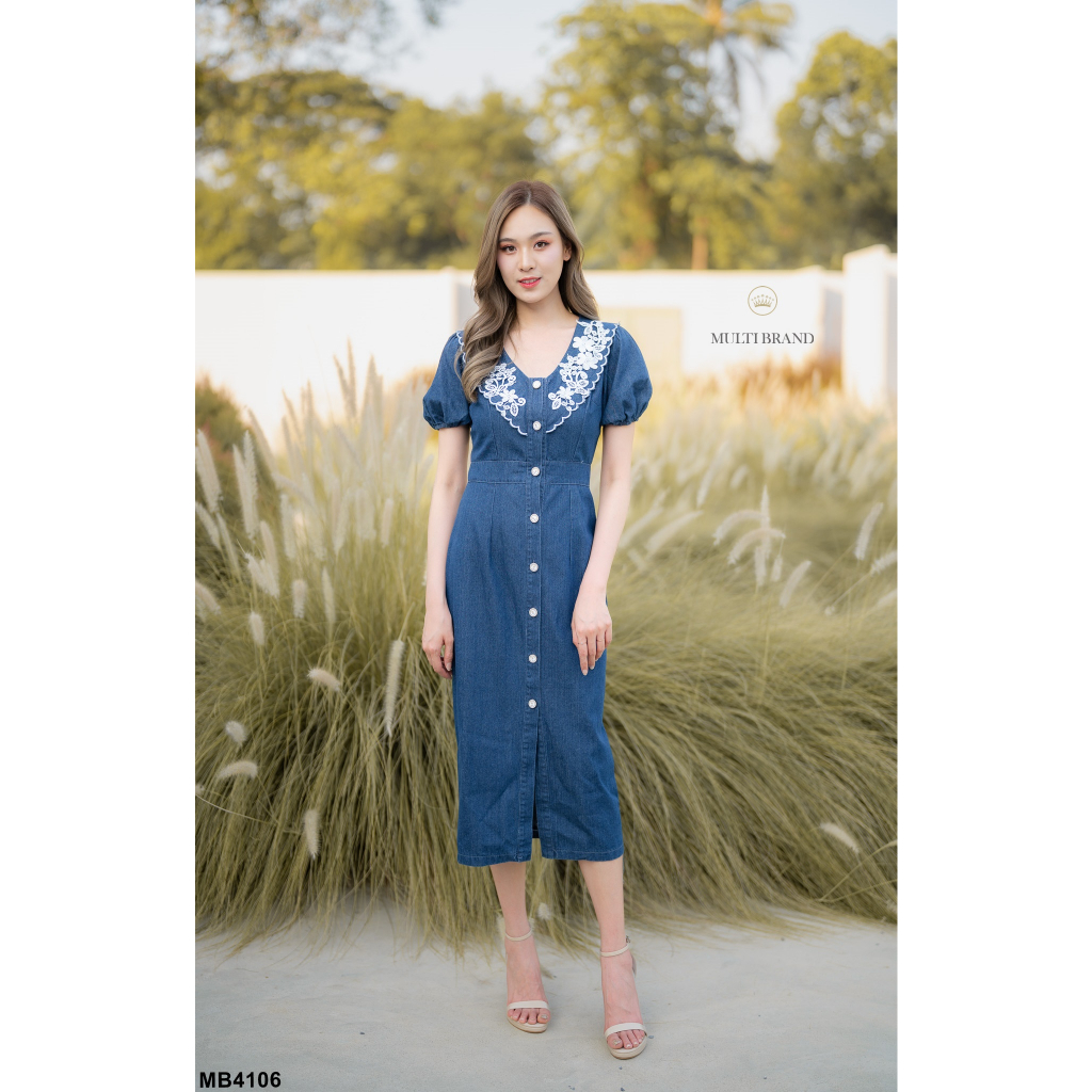fairyangelstore-เดรสยีนส์ยาวคอปก-mb4106-พร้อมส่ง-เดรสทำงาน-เดรสแฟชั่น-เดรสสวย-เดรสออกงาน-เดรสน่ารัก