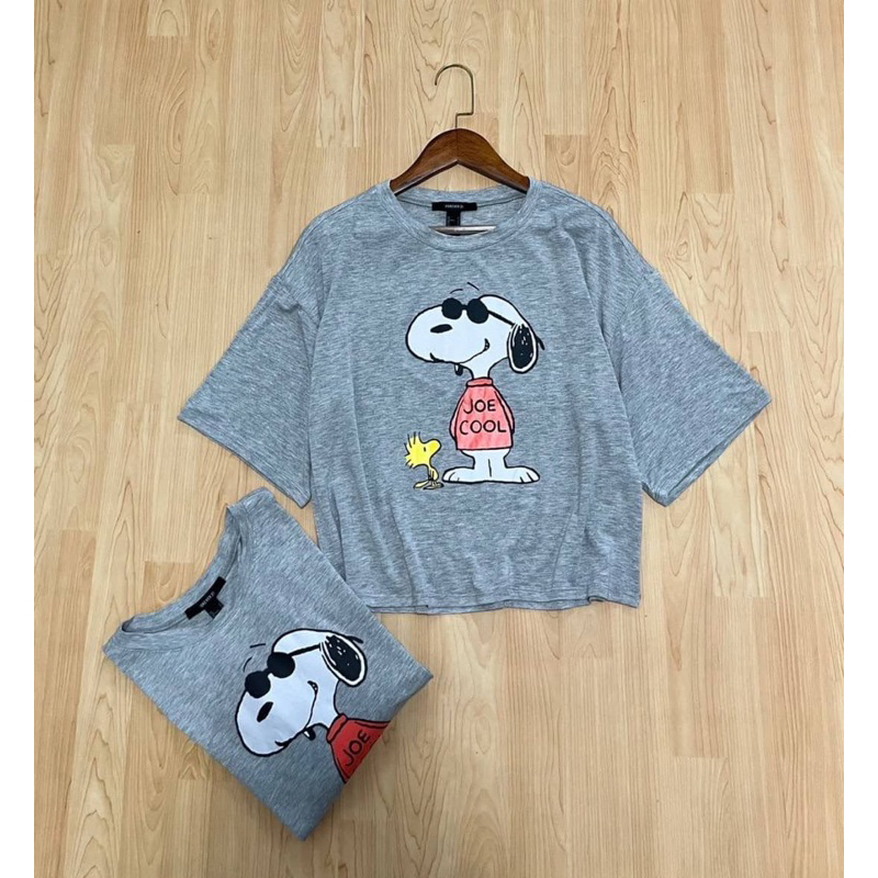 forever21-เสื้อยืดสีเทา-ปริ๊นลาย-snoopy