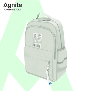 Agnite กระเป๋าเป้ กระเป๋าสะพายหลัง กระเป๋านักเรียน สีโอรส เขียวอ่อน จุของได้เยอะ  รับน้ำหนักได้ดี School Backpack