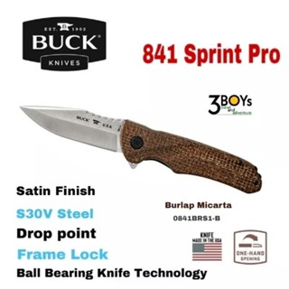 มีด Buck รุ่น 841 Sprint Pro - Burlap Micarta ใบมีด s30v ระบบลูกปืน เปิดได้รวดเร็ว แข็งแรงทนทาน น้ำหนักเบา